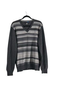 J.Lindeberg wool sweater Charcoal Gray v neck golf luxury classic sz xl